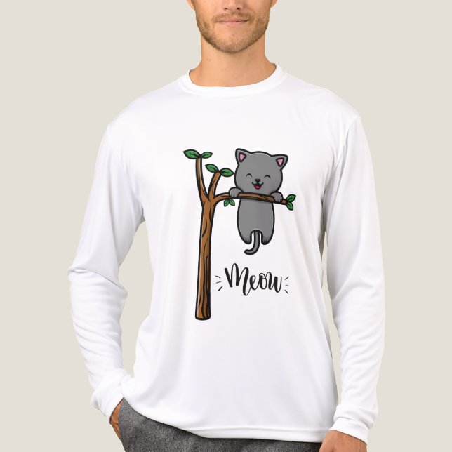 MEOW CAT AUF BAUM Tri-Blend SHIRT (Vorderseite)