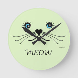 MEOW-Cat-Gesichtspflege Grafik Cool Runde Wanduhr