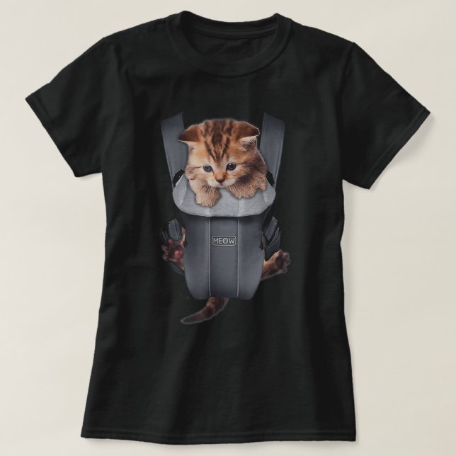Meow Cat Kitten Carrier T - Shirt (Design vorne)