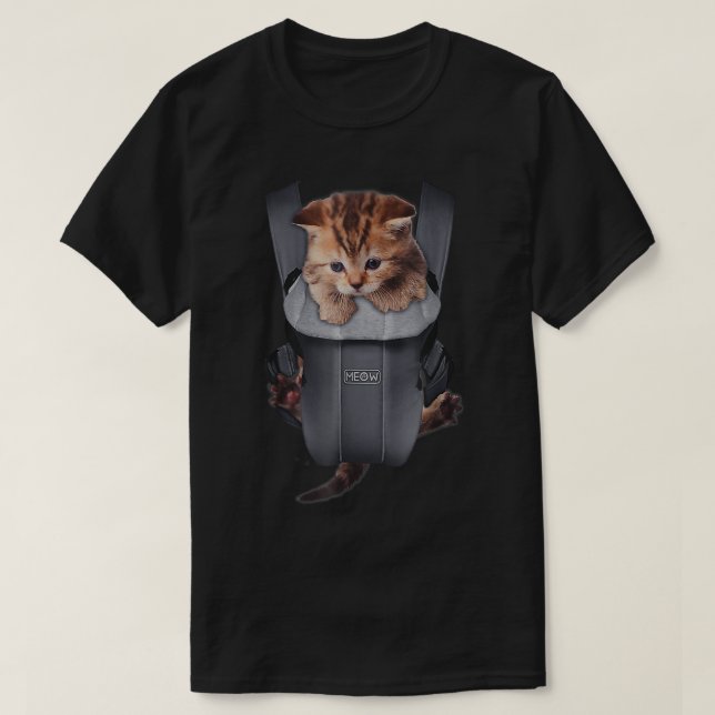 Meow Cat Kitten Carrier T - Shirt (Design vorne)
