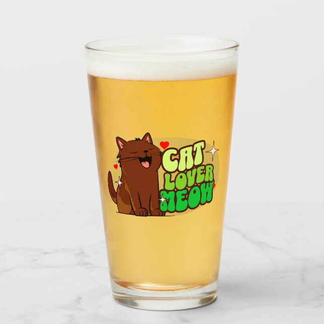 Meow Cat Lover - braune Katze Glas (Vorne (Gefüllt))