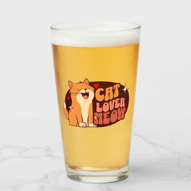 Meow Cat Lover - orange Katze Glas (Vorne (Gefüllt))