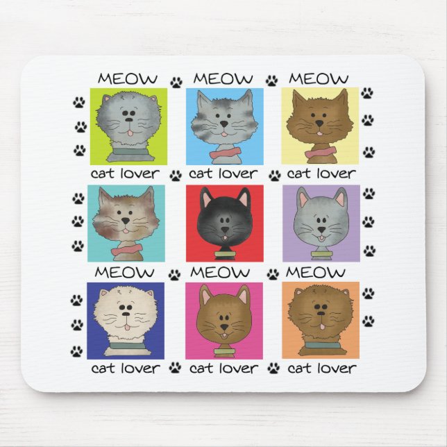 Meow Cat Lover Tshirts und Geschenke Mousepad (Vorne)
