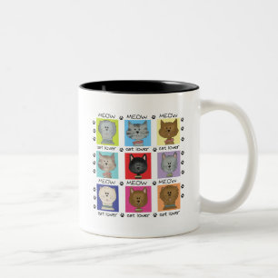 Meow Cat Lover Tshirts und Geschenke Zweifarbige Tasse