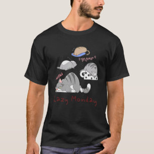 Meow Cat Rolling Lazy Montag Aufschieben Büro T-Shirt