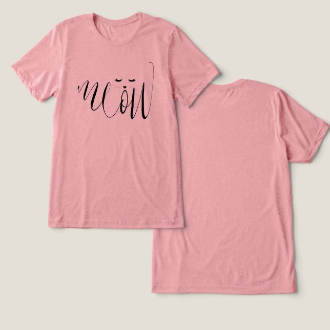Meow Cat Tri-Blend Shirt (Design Vorderseite & Rückseite)