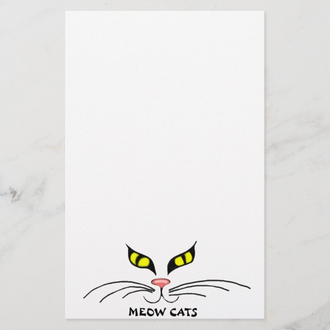 Meow Cats Yellow Stationery Briefpapier (Vorderseite)