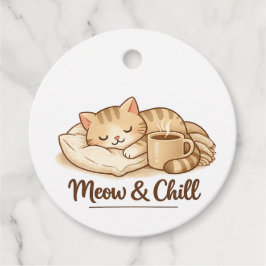 Meow & Chill Cute Sleeping Cat Favor Tag – Cozy Co Geschenkanhänger