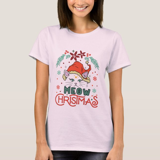 Meow Christmas T-Shirt (Vorderseite)