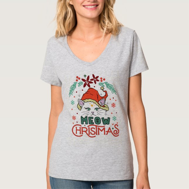 Meow Christmas T-Shirt (Vorderseite)