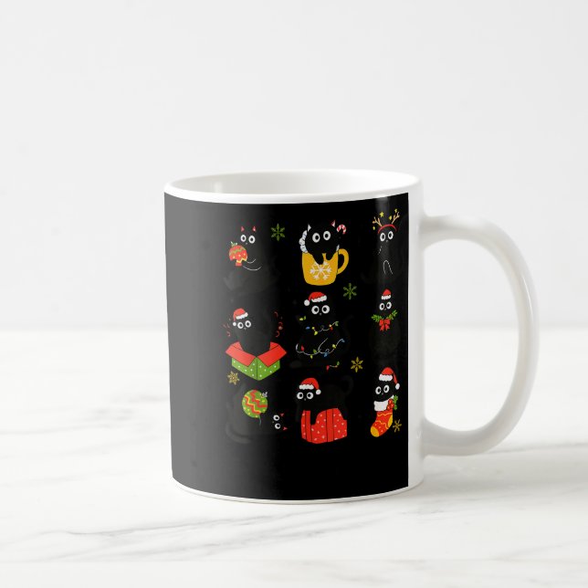 Meow Christmas Xmas Lights Black Cat Pajamas Famil Kaffeetasse (Rechts)