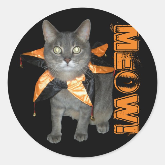 Meow Costume Cat Runder Aufkleber (Vorderseite)
