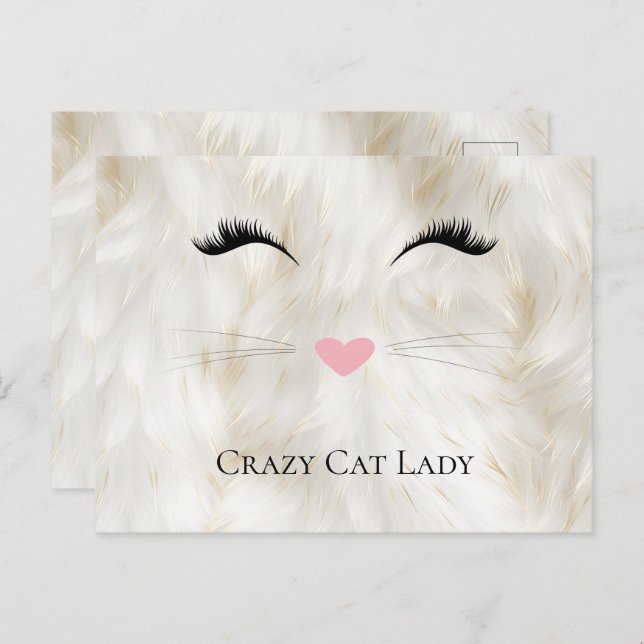 Meow Crazy Cat Lady Postkarte (Vorne/Hinten)