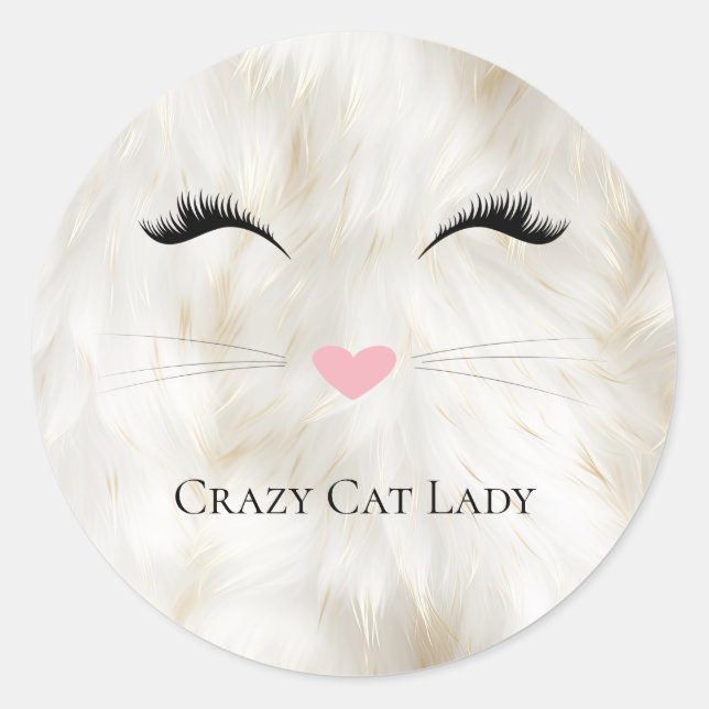 Meow Crazy Cat Lady Runder Aufkleber (Vorderseite)