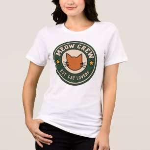 Meow Crew Varsity Patch Katze T-Shirt   Vintage Ka Tri-Blend Shirt