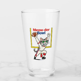 Meow-der Bowl Champion Katzenfußball  Glas