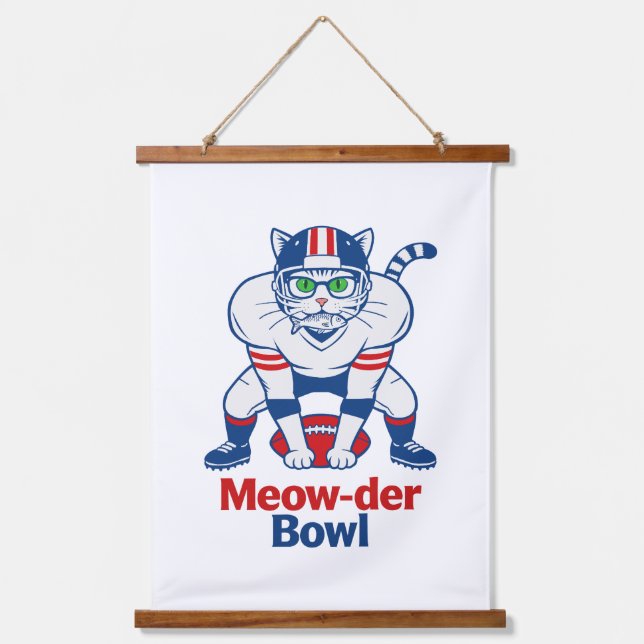 Meow-der Bowl  Wandteppich Mit Holzrahmen (Vorderseite)