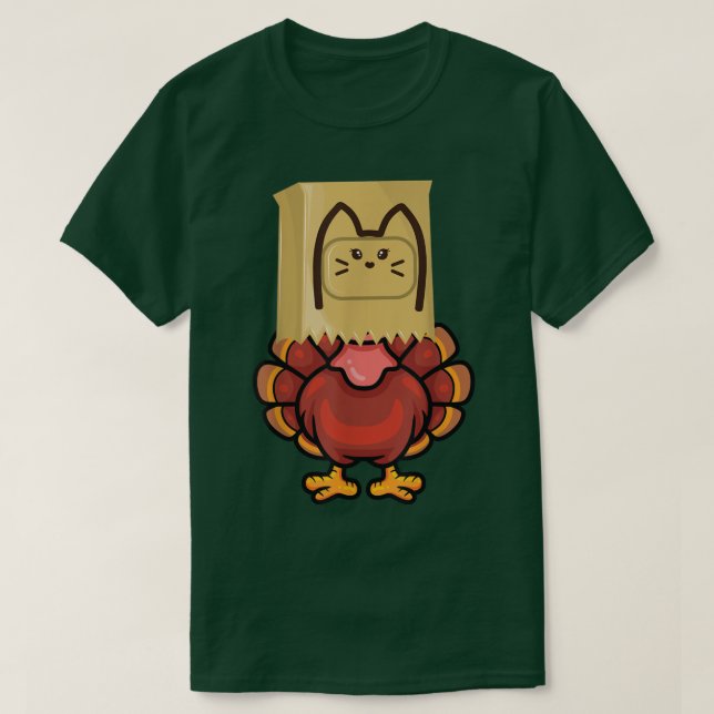 Meow Fake Turkey cat costume funny pun thanksgivin T-Shirt (Design vorne)