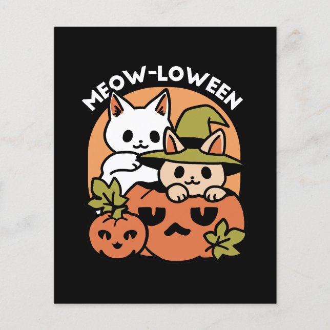 Meow - Festivals Halloween Cat Design Flyer (Vorne)