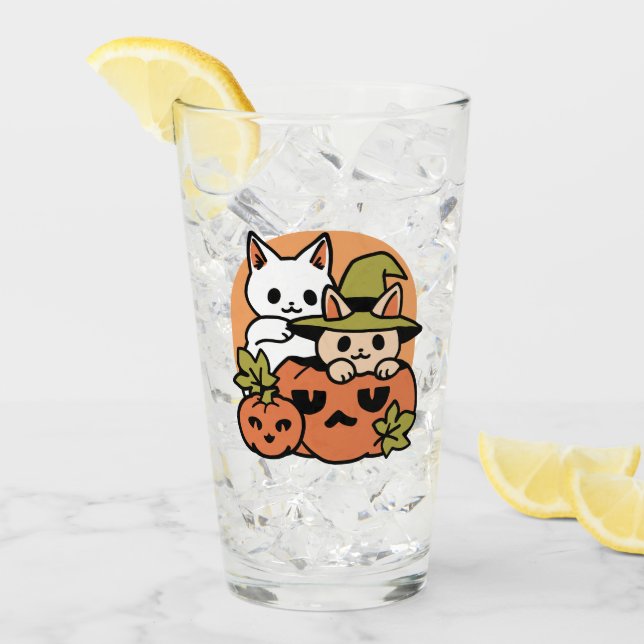 Meow - Festivals Halloween Cat Design Glas (Vorderseite Ice)