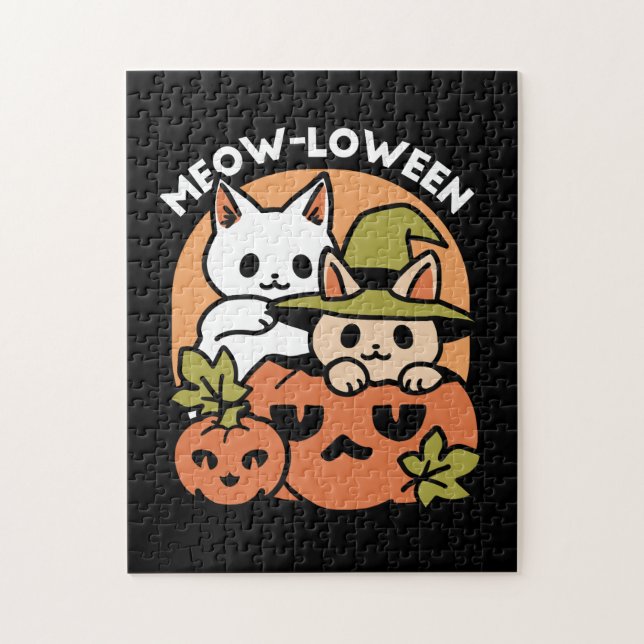 Meow - Festivals Halloween Cat Design Puzzle (Vertikal)