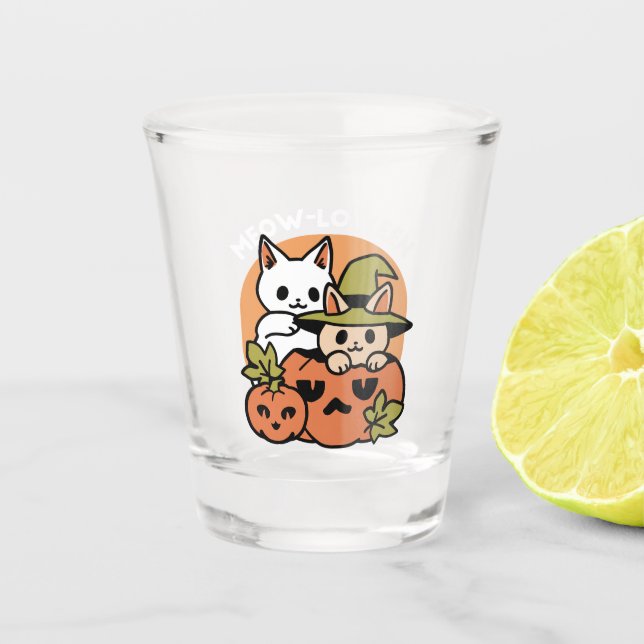Meow - Festivals Halloween Cat Design Schnapsglas (Vorderseite)