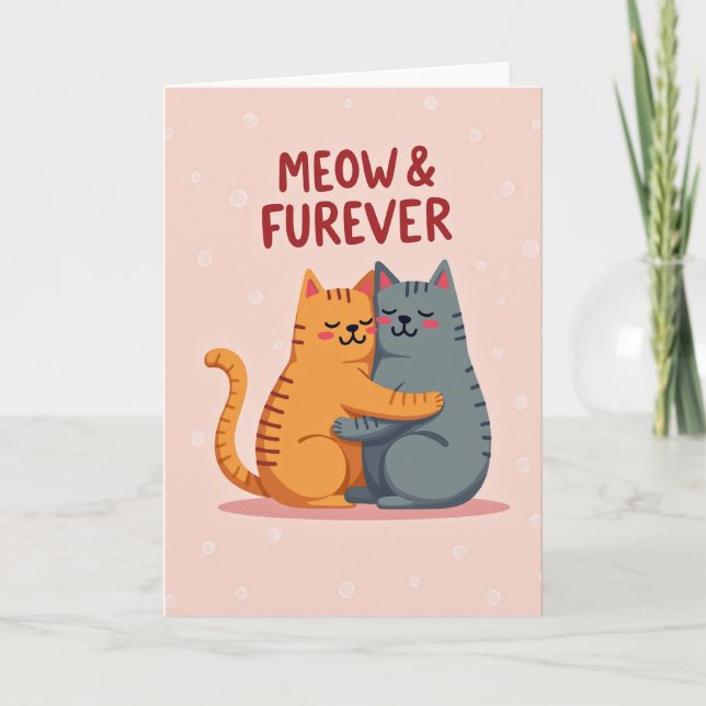 Meow Forever Cute Cat Love Card Karte (Vorderseite)