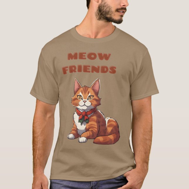 Meow Friends witzig T-Shirt (Vorderseite)