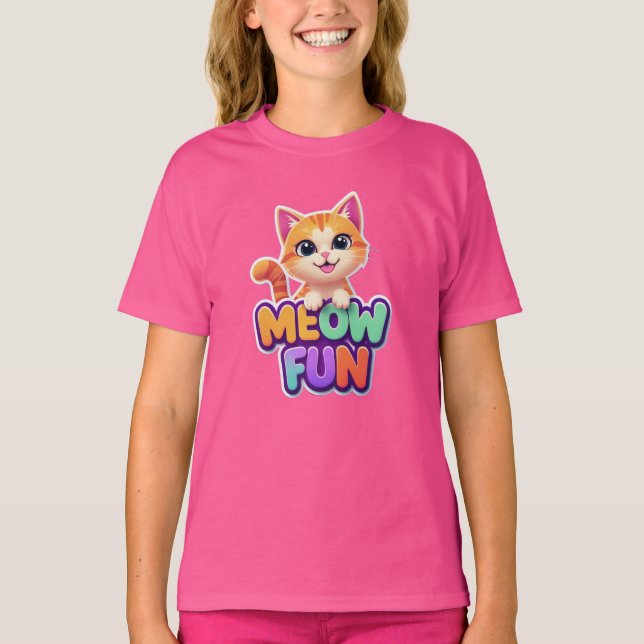 Meow Fun - Cute Smiling Cat T-Shirt (Vorderseite)