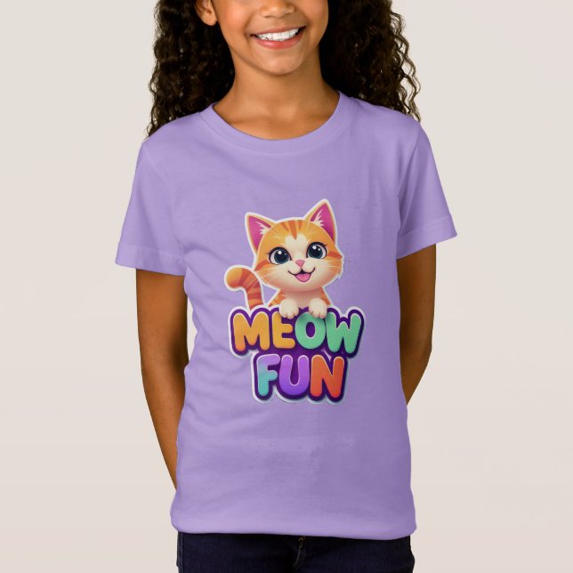 Meow Fun - Cute Smiling Cat T-Shirt (Vorderseite)