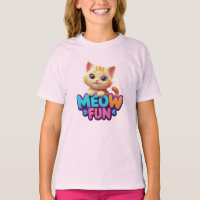 Meow Fun - Süß Aussehendes Katzen T-Shirt