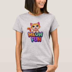 Meow Fun - Süßes Lächelnde Katze T-Shirt