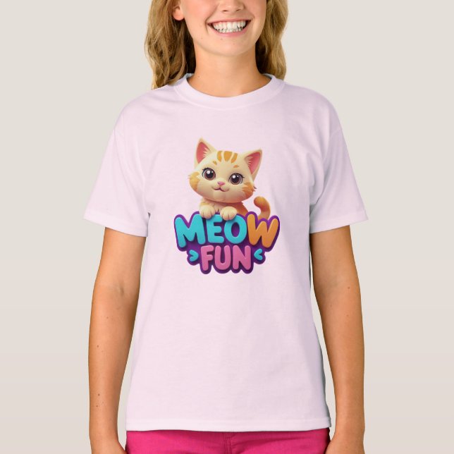 Meow Fun - Sweet Look Cat T-Shirt (Vorderseite)