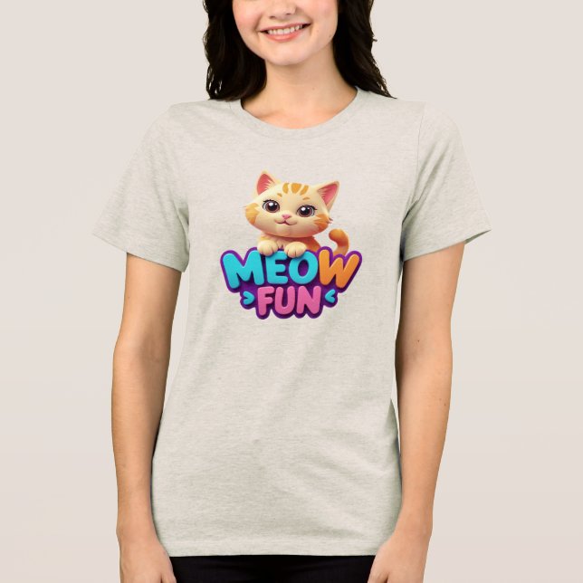 Meow Fun - Sweet Look Cat Tri-Blend Shirt (Vorderseite)