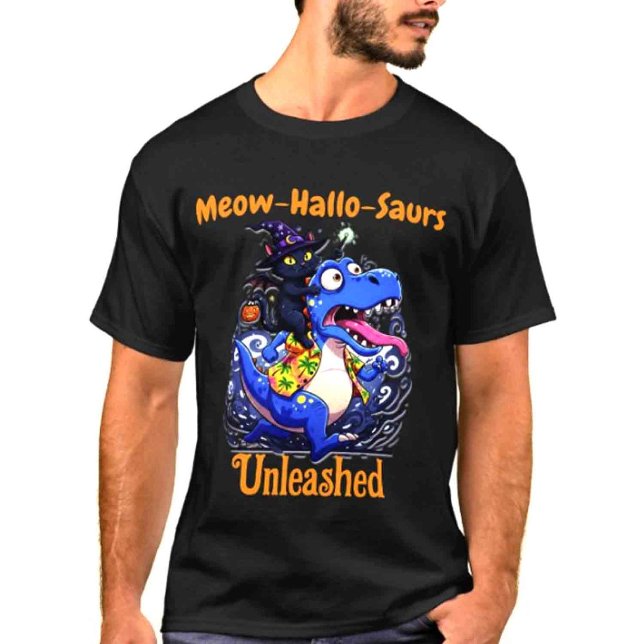 Meow Funny Halloween Orange Family T-Shirt (Von Creator hochgeladen)