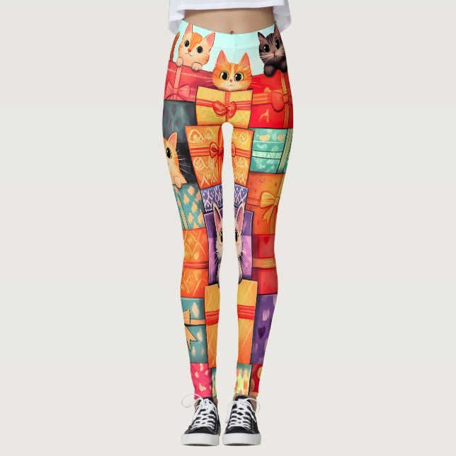 Meow Geschenk Geburtstagsturm Leggings (Vorderseite)