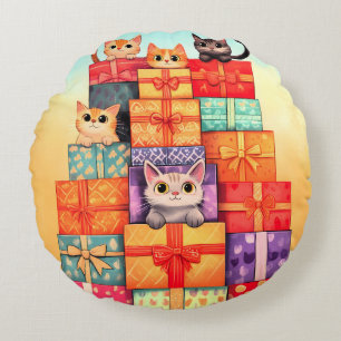 Meow Geschenk Geburtstagsturm Rundes Kissen