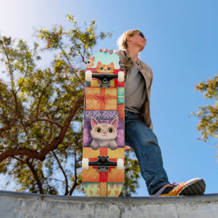 Meow Geschenk Geburtstagsturm Skateboard