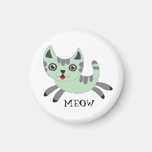MEOW: Green Cat Runnin' Magnet