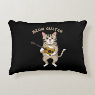 Meow Guitar Niedlich Cat Playing Gitarre Funny Kät Dekokissen