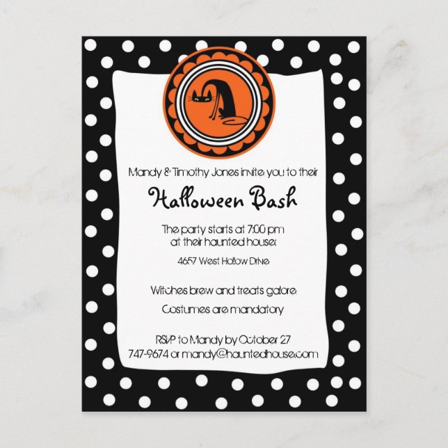 Meow Halloween Einladung (Vorderseite)