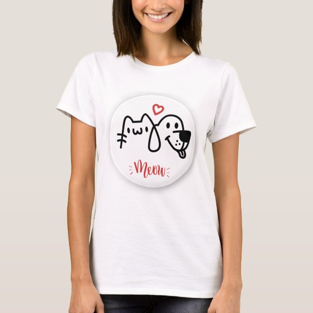 Meow Heart | Niedlich Cat Lover T - Shirt (Vorderseite)