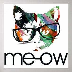 Meow Hipster Kitty Poster
