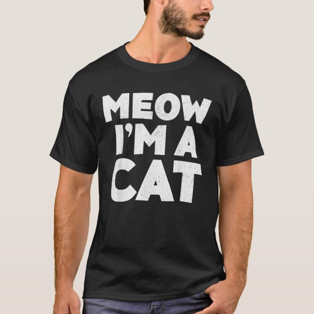 Meow I m A Ca Adult Kids Halloween Cat Costume  T-Shirt (Vorderseite)