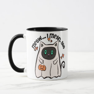 Meow... Ich Gemein, Boo! Black Cat Ghost Halloween Tasse