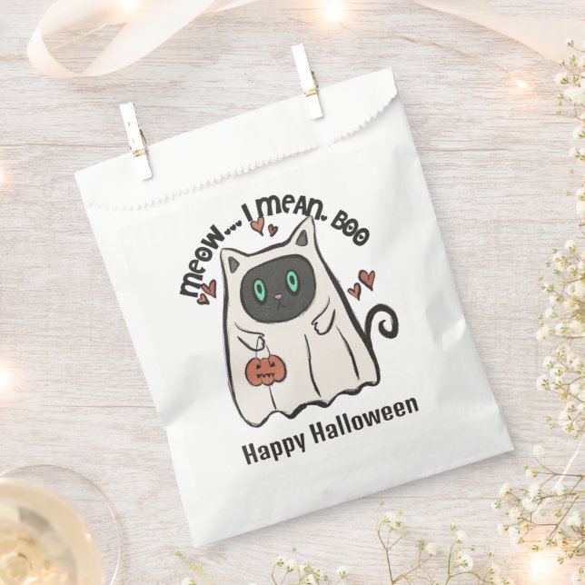Meow ich Gemein Boo Cat Ghost Gappy Halloween Geschenktütchen (Ausgeschnitten)
