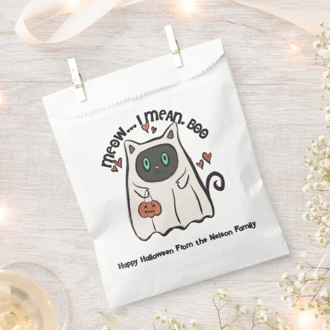 Meow ich Gemein Boo Cat Ghost Gappy Halloween Geschenktütchen (Ausgeschnitten)