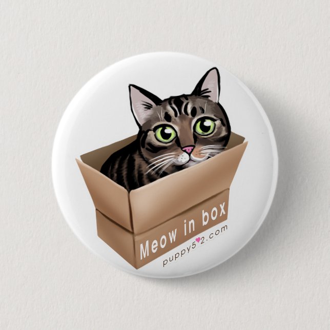 Meow im Kasten Button (Vorderseite)
