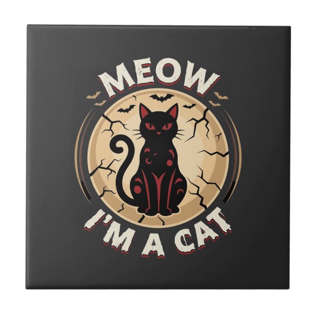 Meow Katze Halloween Grafikdesign_1 Fliese (Vorderseite)