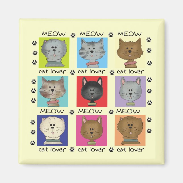 Meow-Katzen-Liebhaber-T-Shirts und Geschenke Magnet (Vorne)